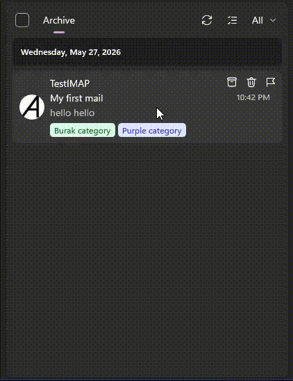 Undo delete action in Wino Mail