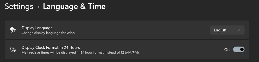 Language Time Settings